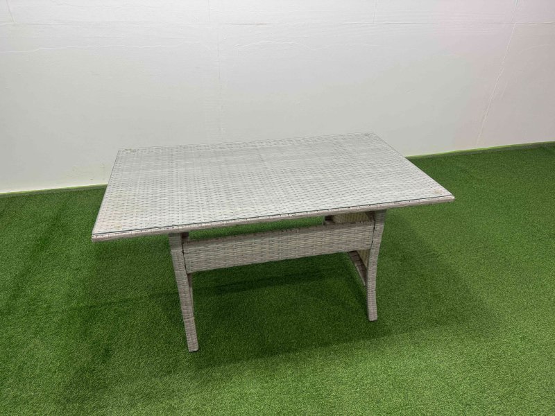 Fimous 8 Seater Rattan Garden Furniture Set Outdoor Patio Dining Corner Sofa Sets with Dining Table 2 Small Footstools Light Grey Mixed