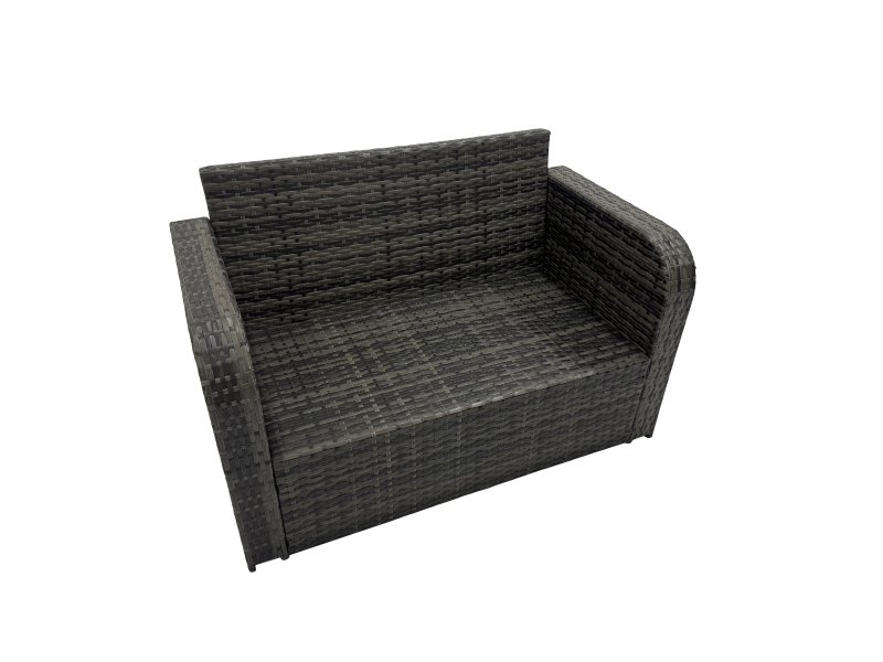 Fimous Rattan Garden Outdoor Furniture Set Love Sofa Square Coffee Table Set with 3 Stools Dark Grey Mixed