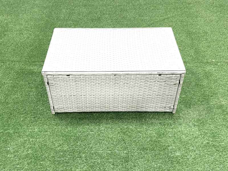 Fimous Garden Outdoor PE Rattan Furniture Set 7 Seater Rattan Garden Sofa Set with Big Footstool 2 Side Tables Light Grey Mixed