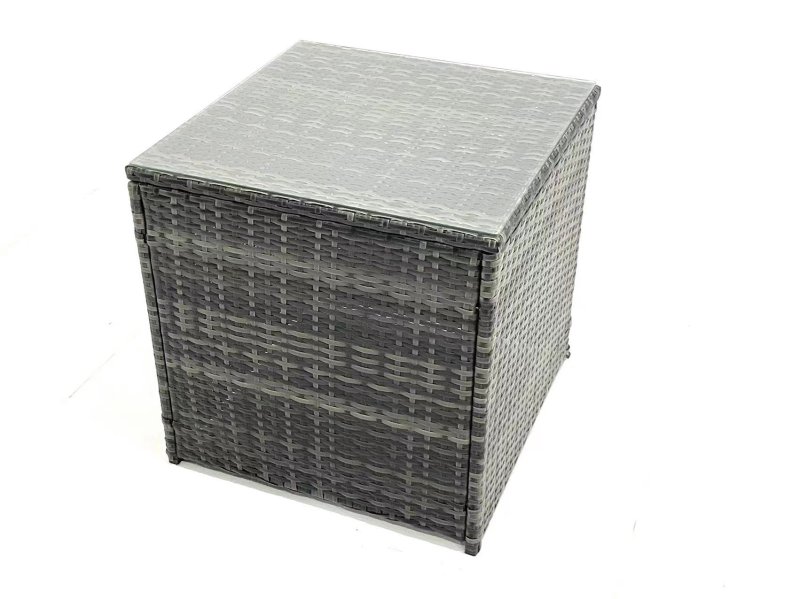 Fimous Garden Outdoor Rattan Furniture Set with Sofa Coffee table 2 Big Footstools Side Table Dark Grey Mixed