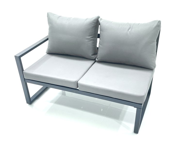 Fimous 10 Seater Outdoor Aluminum Garden Furniture Set Corner Sofa 3 Chairs Adjustable Rising Lifting Dining Table Sets Dark Grey