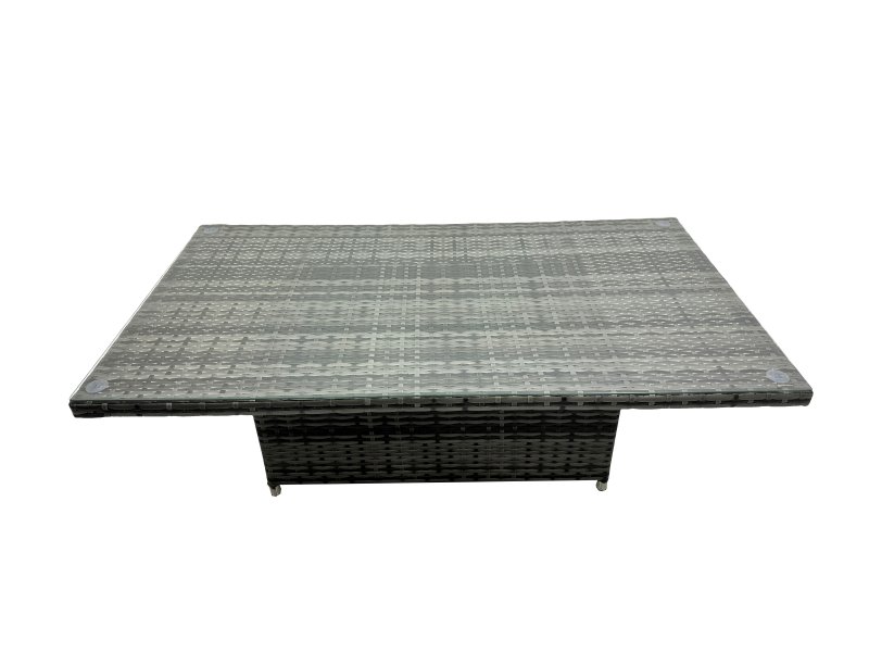 Fimous Outdoor Love Sofa Set 4 Seat Rattan Garden Furniture Set with Adjustable Lifting Dining or Coffee Table Dark Grey Mixed