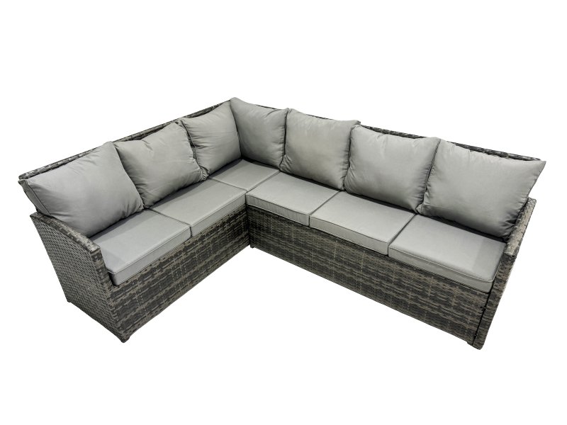 Fimous 12 Seat Poly Rattan Outdoor Patio Coffee Table Corner Sofa Sets with 4 Stools 2 Chairs for Garden Backyard Dark Grey Mixed