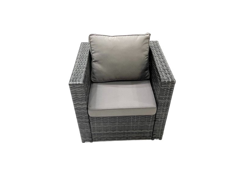Fimous 7 Seater Rattan Garden Furniture Set Outdoor Lounger Sofa with Coffee Table Armchair Dark Grey Mixed