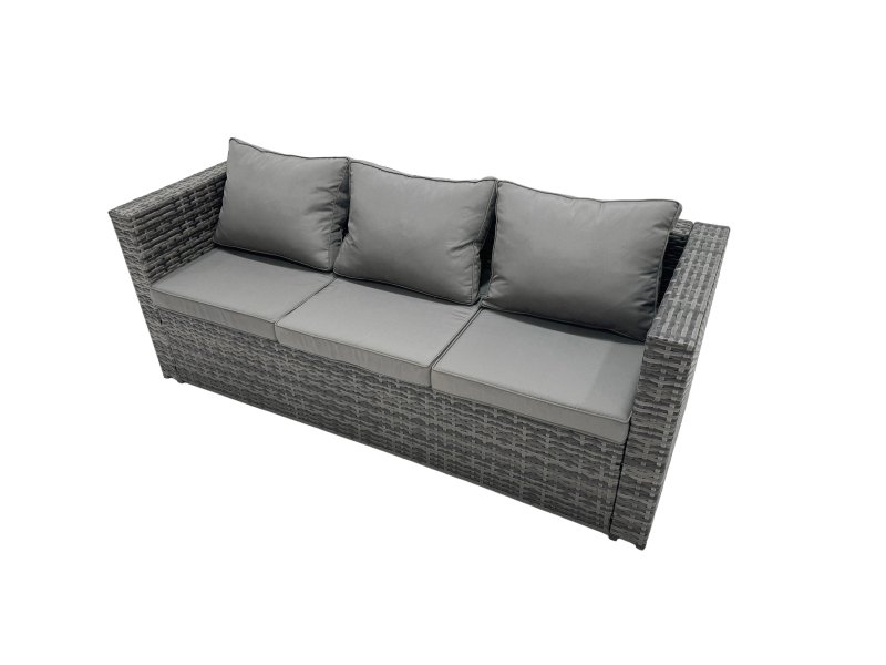 Fimous Rattan Garden Furniture Dining Set 10-seater Patio Coffee Table Sofa Set with 2 Big Stools Side Table Dark Grey Mixed