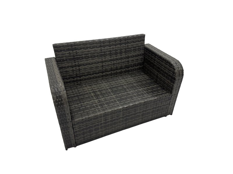 Fimous 4 Seat Outdoor Wicker PE Rattan Garden Furniture Set Dining Table Sofa Sets with 2 Side Tables Dark Grey Mixed