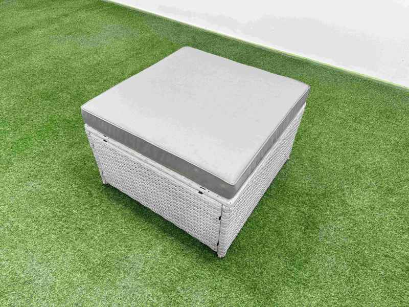 Fimous 9 Seater Poly Rattan Outdoor Garden Furniture Sofa Set Patio 3 Seater Sofa Reclining Chair 3 Seater Sofa 2 Big Footstools Light Grey