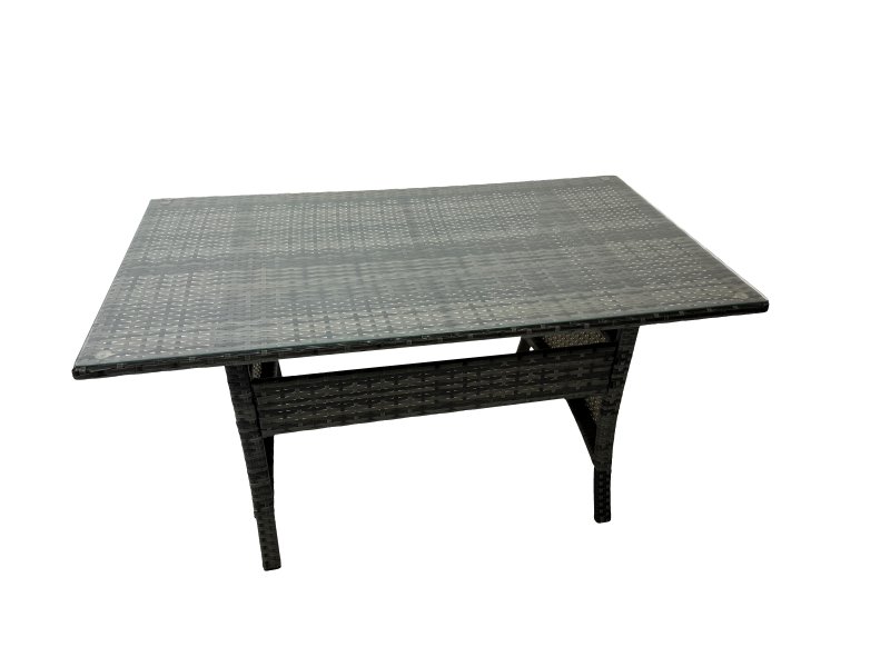 Fimous 8 Seat Outdoor Wicker PE Rattan Garden Furniture Set Dining Table Sofa Sets with 2 Big Stools Dark Grey Mixed