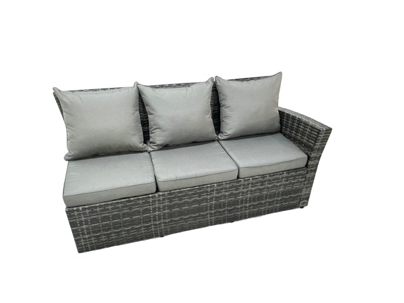 Fimous 11 Seat Rattan High Back Corner Sofa Set Patio Coffee Table Sets with 3 Stools Chair Dark Grey Mixed