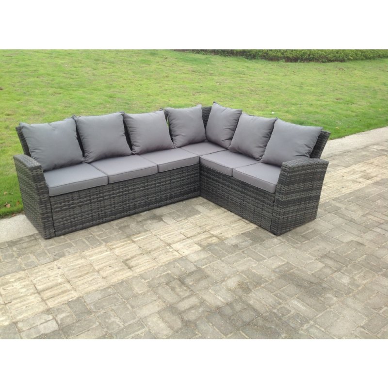 Fimous 9 Seater High Back Rattan Garden Furniture Set Corner Sofa With Oblong Coffee Table And 3 Footstool