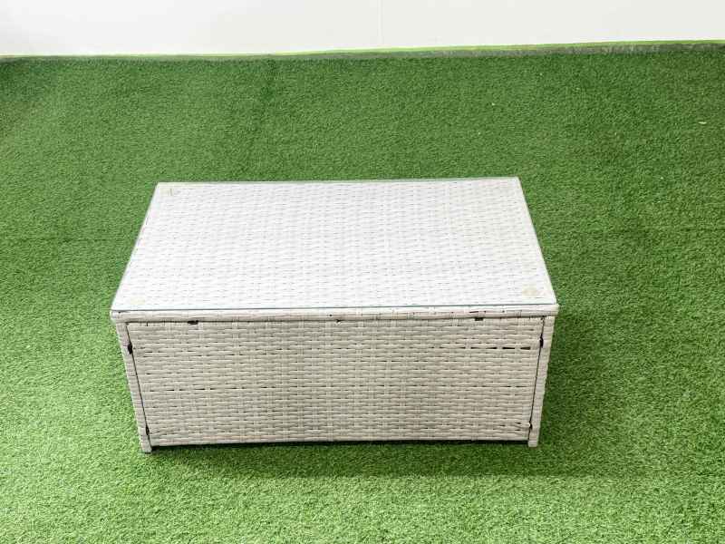 Fimous Garden Outdoor PE Rattan Furniture Set 8 Seater Rattan Garden Sofa Set with Big Footstool Light Grey Mixed