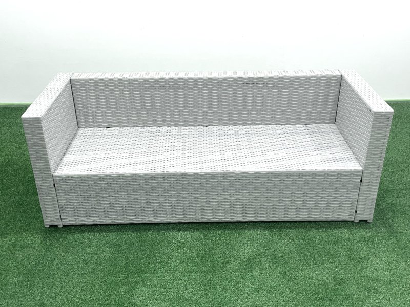 Fimous 5 Seater Rattan Garden Furniture Set with 3 Seater Sofa 2 Chair Square Coffee Table Side Table Light Grey Mixed