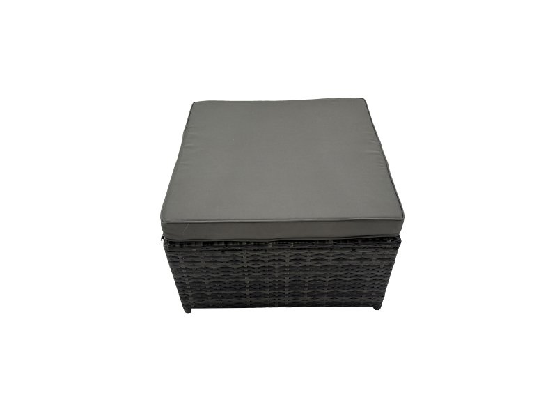 Fimous Rattan Garden Outdoor Furniture Set Love Sofa Square Coffee Table Set with 4 Stools Dark Grey Mixed
