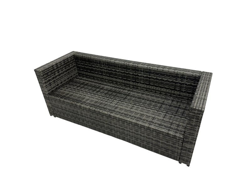 Fimous 11-seater Outdoor PE Rattan Sofa Set with Dining Table Patio Garden Furniture Sets with 2 Chair 3 Stools Side Table Dark Grey Mixed