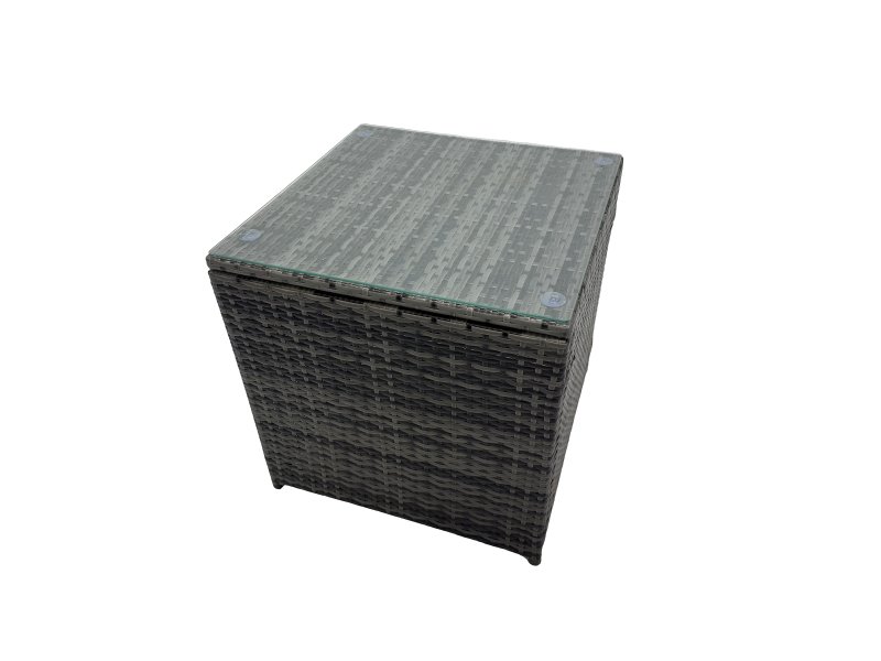 Fimous Rattan Garden Outdoor Furniture Set 3 Seater Sofa Coffee Table with 2 Side Tables 4 Footstools Dark Grey Mixed