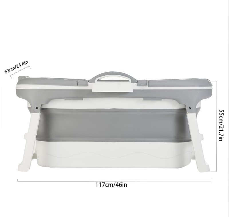 Fimous Foldable Adult Bathtub Body Spa Freestanding Soaking Tub Non-Slip Bathing Shower for Bathroom Grey