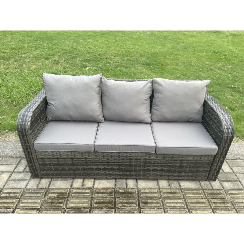 Fimous 6 Piece Rattan Garden Furniture Set with Patio Sofa Rectangular Dining Table Big Footstool Indoor Conservatory Patio Set