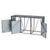 Living and Home 7.8x2.6 ft Outdoor Metal Garbage Can Garden Storage Shed, Dark Grey
