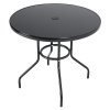 Metallic and Tempered Glass Garden Table with Parasol Hole Outdoor Multi Size