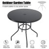 Metallic and Tempered Glass Garden Table with Parasol Hole Outdoor Multi Size