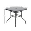 5-Piece Outdoor Tempered Glass Garden Table with Four Rattan Chairs