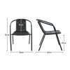 5-Piece Outdoor Tempered Glass Garden Table with Four Rattan Chairs