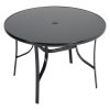 5-Piece Outdoor Tempered Glass Garden Table with Four Rattan Chairs