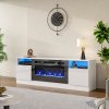 Living and Home Recessed Electric Fireplace TV Stand with Closed Storage