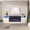 Living and Home Recessed Electric Fireplace TV Stand with Closed Storage