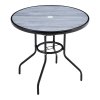 80cm Dia Garden Tempered Glass Wood Grain Coffee Table