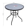 80cm Dia Garden Tempered Glass Wood Grain Coffee Table