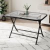 120x80cm Outdoor Folding Table with Umbrella Hole