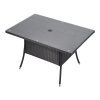 150x90cm Garden Rattan Tempered Glass Top Rectangular Table with Parasol Hole