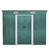 Living and Home 4x8FT Metal Pent Roof Garden Tool Shed, Dark Green