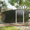 Living and Home 8ft x 8ft Garden Metal Storage Shed with Log Storage, Black