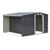 Living and Home 8ft x 8ft Garden Metal Storage Shed with Log Storage, Black