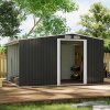 Living and Home 8ft x 8ft Garden Metal Storage Shed with Log Storage, Black