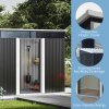 Living and Home 8 x 4 ft Garden Metal Storage Shed with Lockable Sliding Doors, Charcoal Black