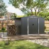 Living and Home 8 x 6 ft Outdoor Metal Storage Shed with Lean-to, Dark Grey