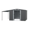 Living and Home Outdoor Metal Storage Shed with Lean-to, Dark Grey