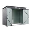 Living and Home 182.6cm H Outdoor Galvanized Steel Storage Shed with Dual Doors, Grey