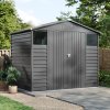 Living and Home 8.1x5.7FT Metal Apex Roof Garden Tool Shed, Grey