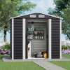 Living and Home 4X7FT Outdoor Metal Garden Storage Shed, Charcoal Black