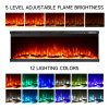 Living and Home 60inch Recessed and Freestanding Electric Fireplace with Remote Control Wall Inset Fire 3 Sided Panoramic