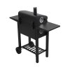 Living and Home Outdoor Portable Carbon Steel Charcoal Grill with Side Tables, Black