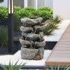 Living and Home Water Feature Outdoor LED Waterfall Electric Fountain Rockery Garden Decor