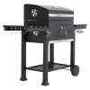Living and Home Portable Outdoor Charcoal BBQ Grill with Side Shelves