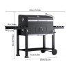 Living and Home Portable Outdoor Charcoal BBQ Grill with Side Shelves