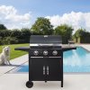 Living and Home 3-Burner Outdoor BBQ Propane Gas Grill with Wheels