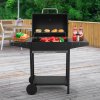 Living and Home Outdoor Carbon Steel Garden Charcoal Grill with Shelf and Wheels